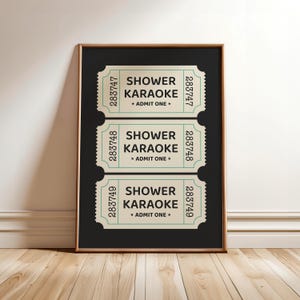 Dusche Karaoke Ticket Poster, Badezimmer Wandkunst, Duschen Singen Druck, Retro adrette Badezimmer Druck, Vintage trendige Wandkunst - Physischer Druck