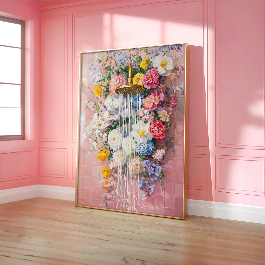 Floral Bathroom Print, Shower Wall Art, Botanical Bathroom Poster ...