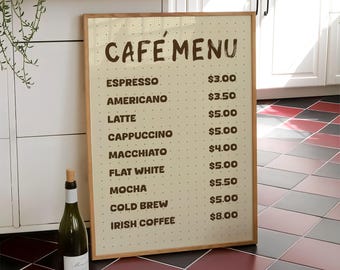 Coffee Bar Menu Print, Morning Coffee Print, Retro Coffee Bar Poster, Italian Espresso Menu Poster Gift, Kitchen Wall Art - Digital File