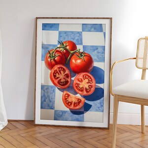 Tomato Wall Art, Trendy Tomato Poster, Vintage Food Art Print, Kitchen Art Poster, Retro Food Art Prints, Tomato Art Print - Digital File