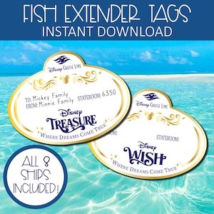 DCL Cruise Fish Extender Gift Tags, Pixie Dusting, FE Magical Gift Exchange, All DCL Ships Included, Print & Personalize Cast Member Badge