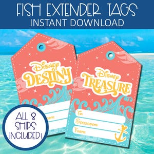 Printable DCL Cruise Fish Extender Tags, Magic Cruise FE Gift Tags, Customisable Fish Extender Tags, Digital Download, All 8 Ships Included
