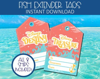 Printable DCL Cruise Fish Extender Tags, Magic Cruise FE Gift Tags, Customisable Fish Extender Tags, Digital Download, All 8 Ships Included