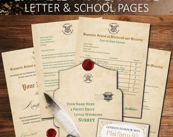 Editable Wizard School Acceptance Letter, Printable Magic School Witchcraft Wizardry Canva Template, Train Ticket, Kids Christmas Gift