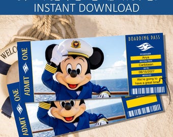 DCL Magical Cruise Vacation Reveal Ticket, Surprise Cruise Boarding Pass Gift Ticket, Editable and Printable Cruise Keepsake, Trip Reveal