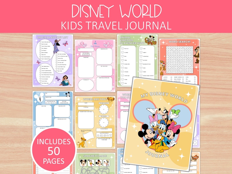 Diario e libro di attività per le vacanze del parco a tema Mickeyy Kids, pianificatore di vacanze per bambini, pianificatore e itinerario delle vacanze, album ricordo delle vacanze immagine 1