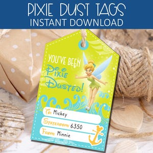 DLC Pixie Dust Labels, Tinkerbell Pixie Dust Tags, Printable Cruise Pixie Dust Labels, Cruise Line Fish Extender Tags, Digital Download