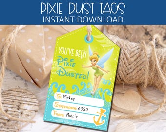DLC Pixie Dust Labels, Tinkerbell Pixie Dust Tags, Printable Cruise Pixie Dust Labels, Cruise Line Fish Extender Tags, Digital Download