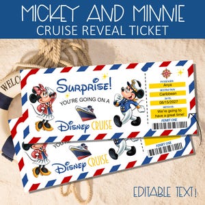 Minnie Mickeyy DCL Enthüllen Ticket, Überraschungskreuzfahrt Urlaubsgeschenk Enthüllen, personalisierte druckbare magische Kreuzfahrt Urlaub enthüllen, Familienkreuzfahrt