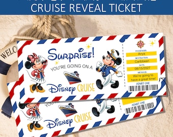 Boleto de presentación de Minnie Mickey y Minnie Mouse DCL, regalo sorpresa para unas vacaciones en crucero, imprimible personalizado de unas vacaciones mágicas en crucero, crucero familiar