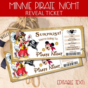 Revelación de boletos de regalo sorpresa para vacaciones en crucero de DCL, revelación de boletos para la Noche Pirata de Minnie, regalo sorpresa para las fiestas, revelación de viaje al parque temático de Minnie