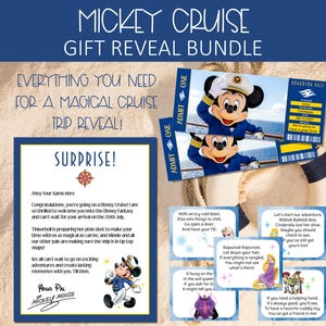 Paquete de viaje de vacaciones en crucero de Mickey, boleto de tarjeta de embarque para crucero, carta de presentación de crucero de DCL, búsqueda del tesoro, búsqueda del tesoro en crucero PDF