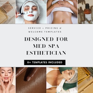 Med Spa Esthetician Welcome. Pricing & Services Templates. Professionally Designed, Ready to Use Templates