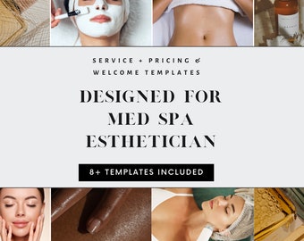 Esteticista de spa médico Bienvenido. Plantillas de precios y servicios. Plantillas listas para usar y diseñadas profesionalmente