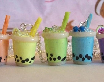 Green Starfruit Milk Bubble Boba Tea Charm Necklace