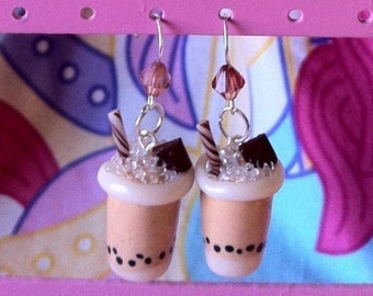 Brown Sugar Mocha Chocolate Coffee Milk Bubble Boba Tea Earrings