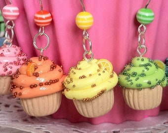 Yellow Lemon Cupcake Earrings