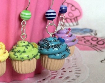 Purple Dragon Fruit Cupcake Earrings