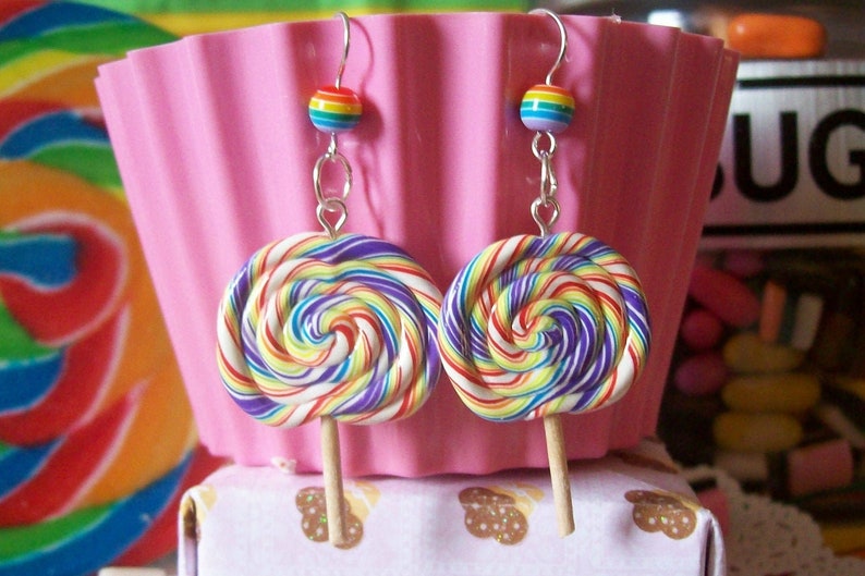 Rainbow Lollipop Earrings image 1