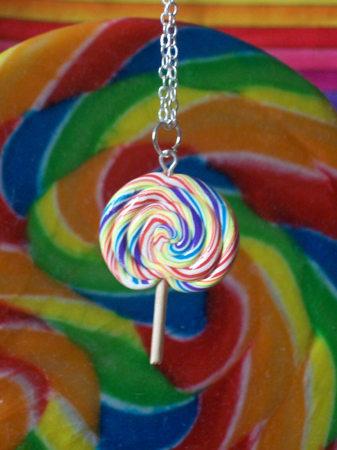 Rainbow Lollipop Necklace Made to Order Etsy