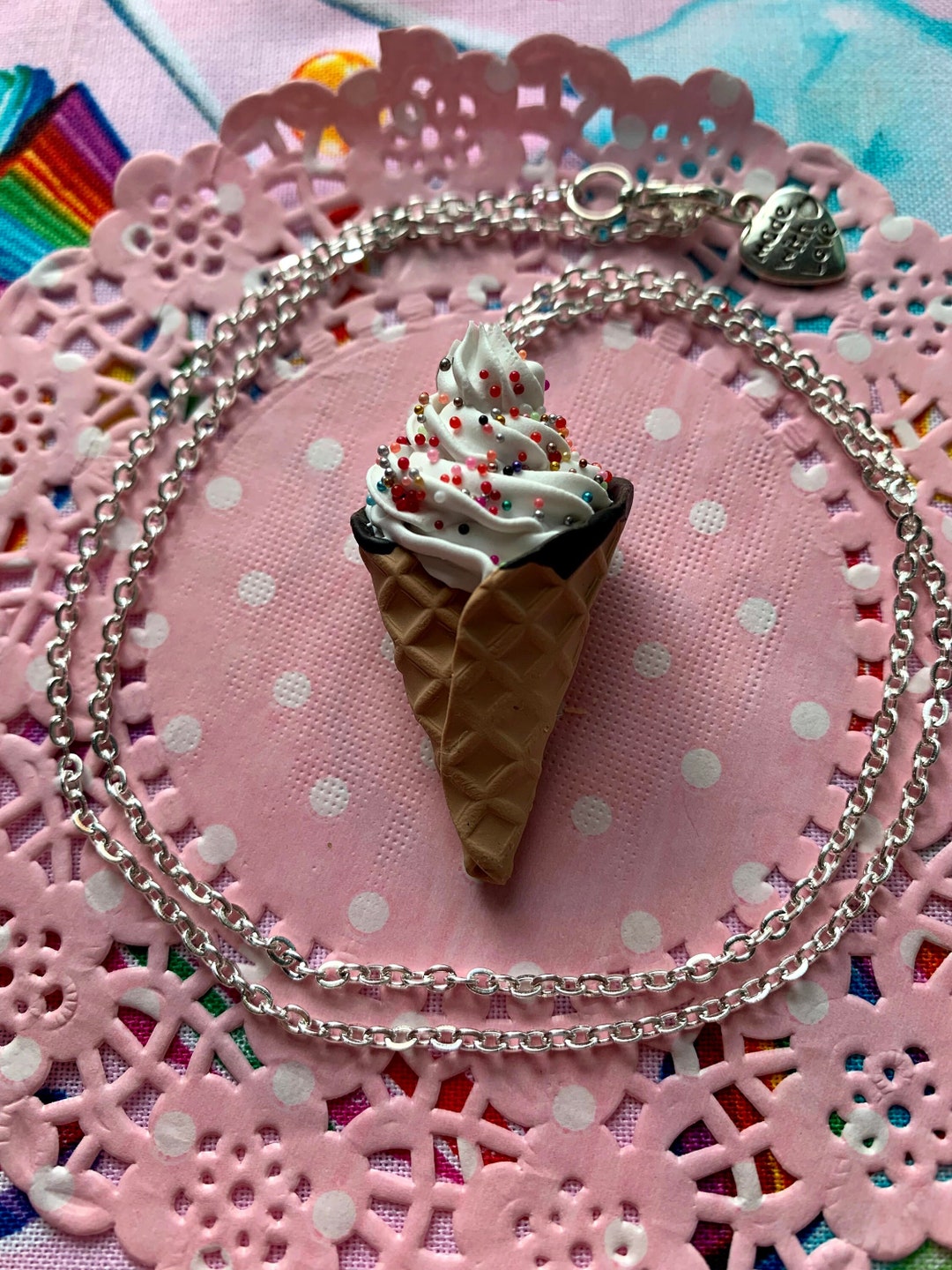 Ice Cream Cone Necklace Etsy