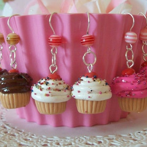 Cupcake Earrings Choose from three flavors Vanilla Chocolate or Pink Made to Order image 1