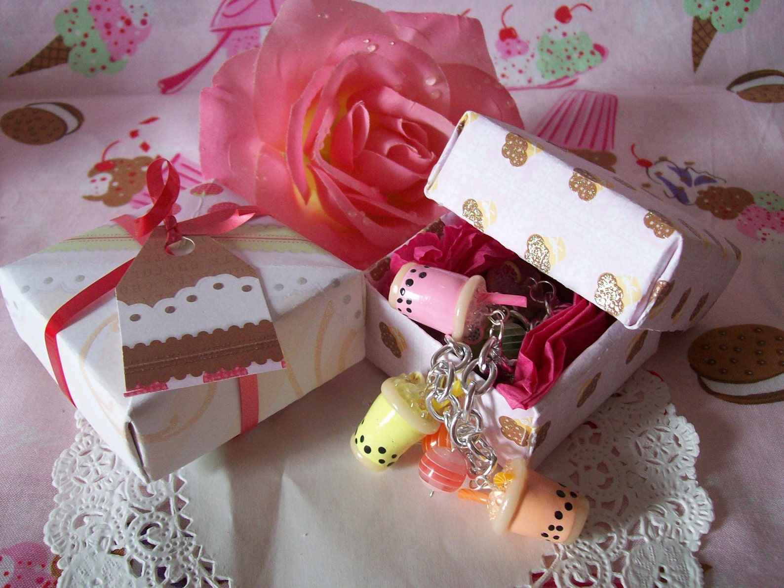 Rainbow Bubble Tea Charm Bracelet Made to Order Etsy