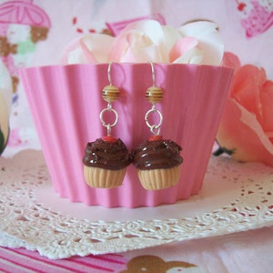 Cupcake Earrings Choose from three flavors Vanilla Chocolate or Pink Made to Order image 3