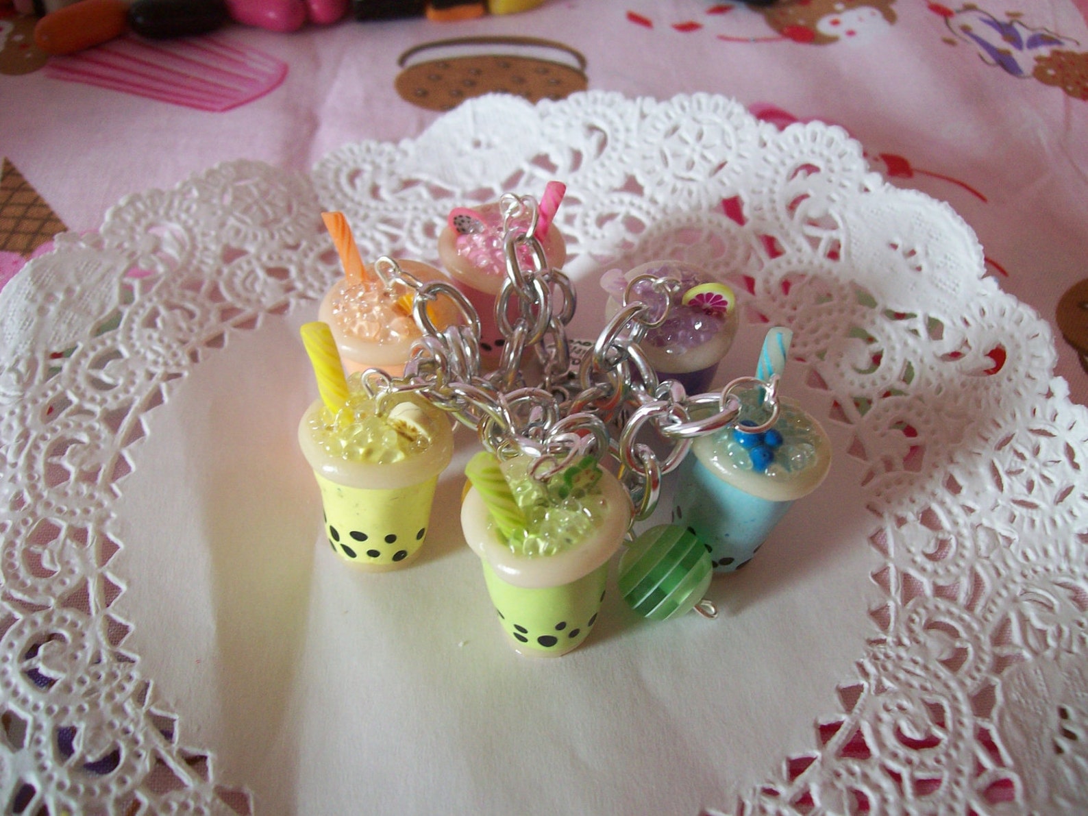 Rainbow Bubble Tea Charm Bracelet Made to Order Etsy