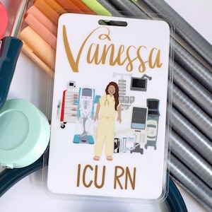 ICU, CCU, CVICU, Nurse, Badge buddy, Personalized name badge, Badge back, Healthcare worker accessory, Nurse badge buddy, Medical name badge