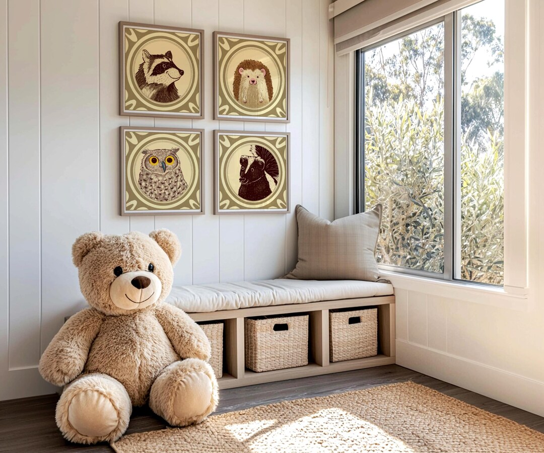 Woodland Animal Prints Set | Vintage Storybook Nursery Art - Etsy