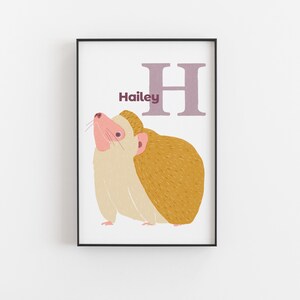 Hedgehog Custom Name Alphabet Initial Poster | Personalized Baby Room Decor | Custom Initials | H Alphabet Print | Nature-Inspired Nursery