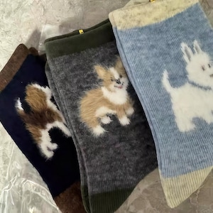 5 paar puppy-herensokken, fairtrade crew-sokken, trendy sokken, damessokken cadeau-idee, wollen sokken voor hem, cartoonhond wintersokken, gezellig cadeau