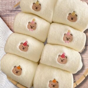 White Cozy Cute Plush Socks, Thicken Fleece Lining Socks for Her, Cute Socks with Bear Embroidery, Warm and Cozy Thick Footwear for Girls image 3