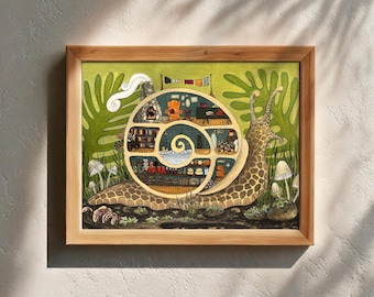 What's Inside a Snail Shell? - Glicée Art Print - Whimsical Woodland Art - Gallery Wall Art - Home Decor - Nursery Decor - Cozy Art Print
