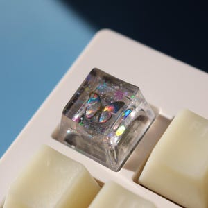 Artisan Butterfly Resin Keycap - Custom Silver Transparent Shine-Through Keycap For Cherry MX Natural Animal Keycap For Mechanical Keyboard