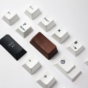 Wooden Walnut Keycap Set - Custom Handmade Artisan Black Walnut Wood Keycap Set For Mechanical Keyboard Nature Natural Wooden Keyboard