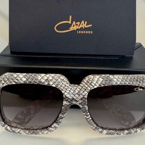 Cazal Snake Skin & Gold frame Sunglasses, Black Shade Lens CAZAL Acetate Metal Material Eyewear, Labor Day Gift, Gift For Her, Gift For Him