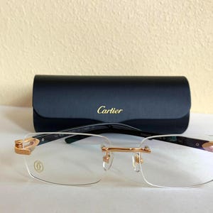 Cartier Gold Black Frame Eyeglasses, Clear Lens Cartier Vintage Eyewear, Gift For Her, Him, independence Day Gift, Unisex Trendy Eyeglasses