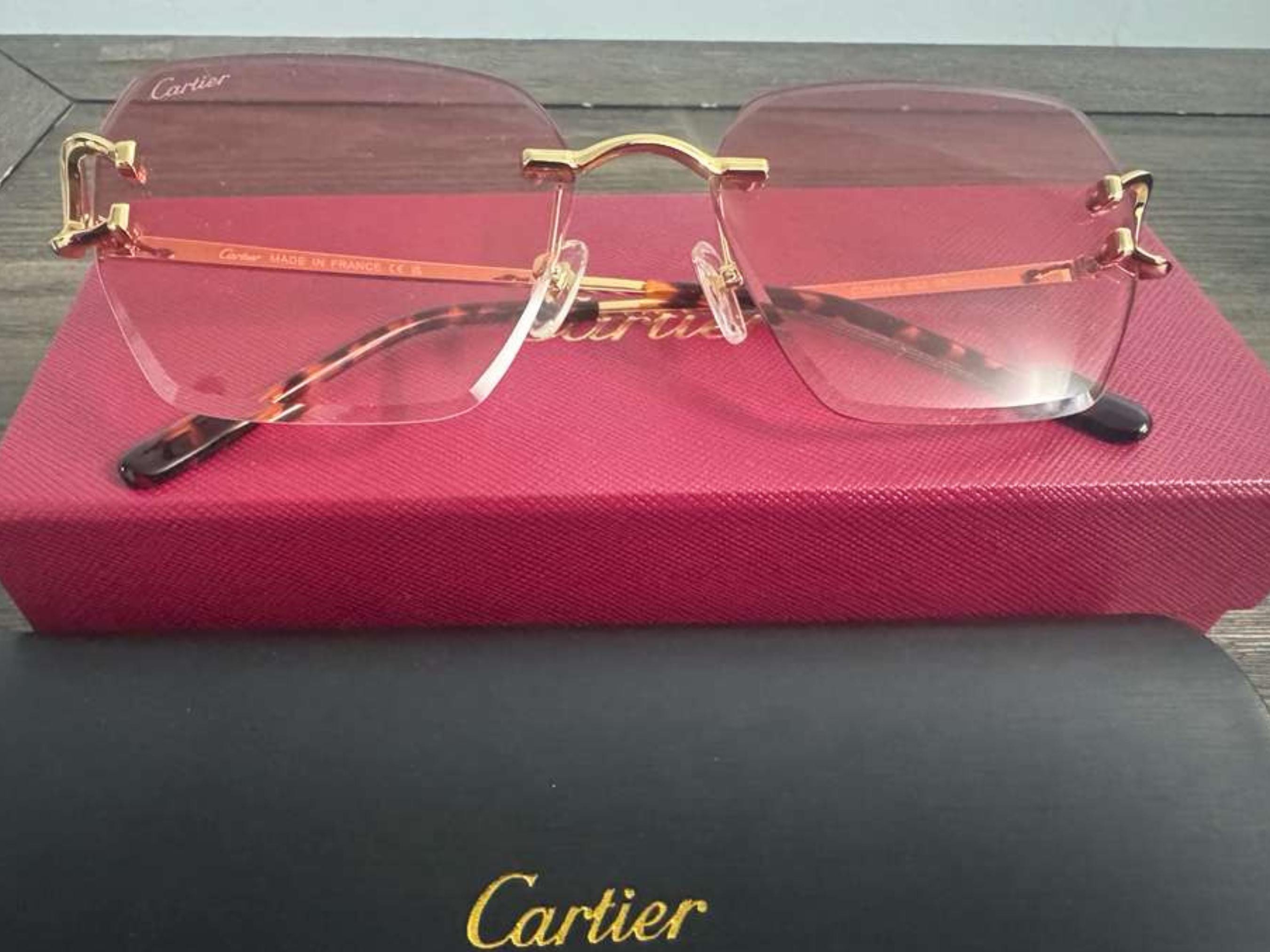 & Other Stories Rimless Sunglasses with Gold Frames and Pink Gradient Lenses Light Gold Retro-Vintage Square Rimless Gradient Sunglasses  main image 3