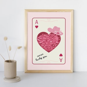 Coastal Cowgirl Wall Art (Digital Download). Ace of Hearts, Lucky You, Bedroom Wall Art, Trendy Dorm Decor, Coquette, Girly Western Print