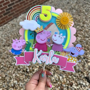 Peppa pig  inspired personalized cake topper party decoration