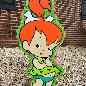 Pebbles the flintstones inspired personalized piñata