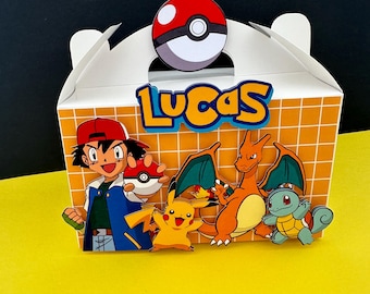 Pokemon Pikachu inspired personalized gable box party favors