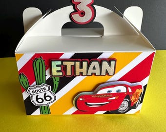 Lighting McQueen Cars inspired personalized gable box party favors