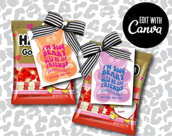 Canva Editable I'm so Beary Friends San Valentino stampabile, San Valentino con orsetti gommosi, San Valentino di classe, San Valentino facile, San Valentino per insegnanti