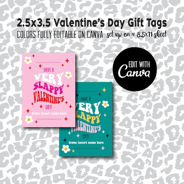 Canva Editable Slap Bracelet Valentine's Day Printable, Slap Valentine, Class Valentine, Easy Valentine Bracelet Valentine Slappy Valentine