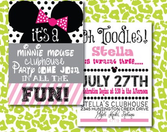 DIY Minnie Mouse Clubhouse Birthday Fun Invitation