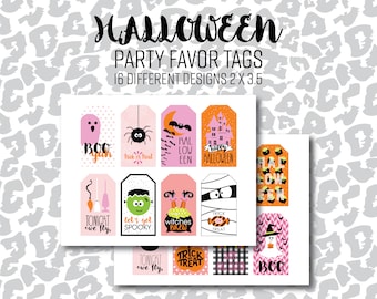 PRINTABLE Halloween Favor Tags Happy Halloween Tags Halloween Party Favors Halloween Treat Bag Tag Class Treats Teacher Gift Tag Trick Treat