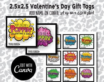 Canva Editable POPPIN Valentine's Day Printable, Pop Rocks Valentine, Class Valentine, Easy Valentine, Ring Pop Valentine, Pop It Valentine